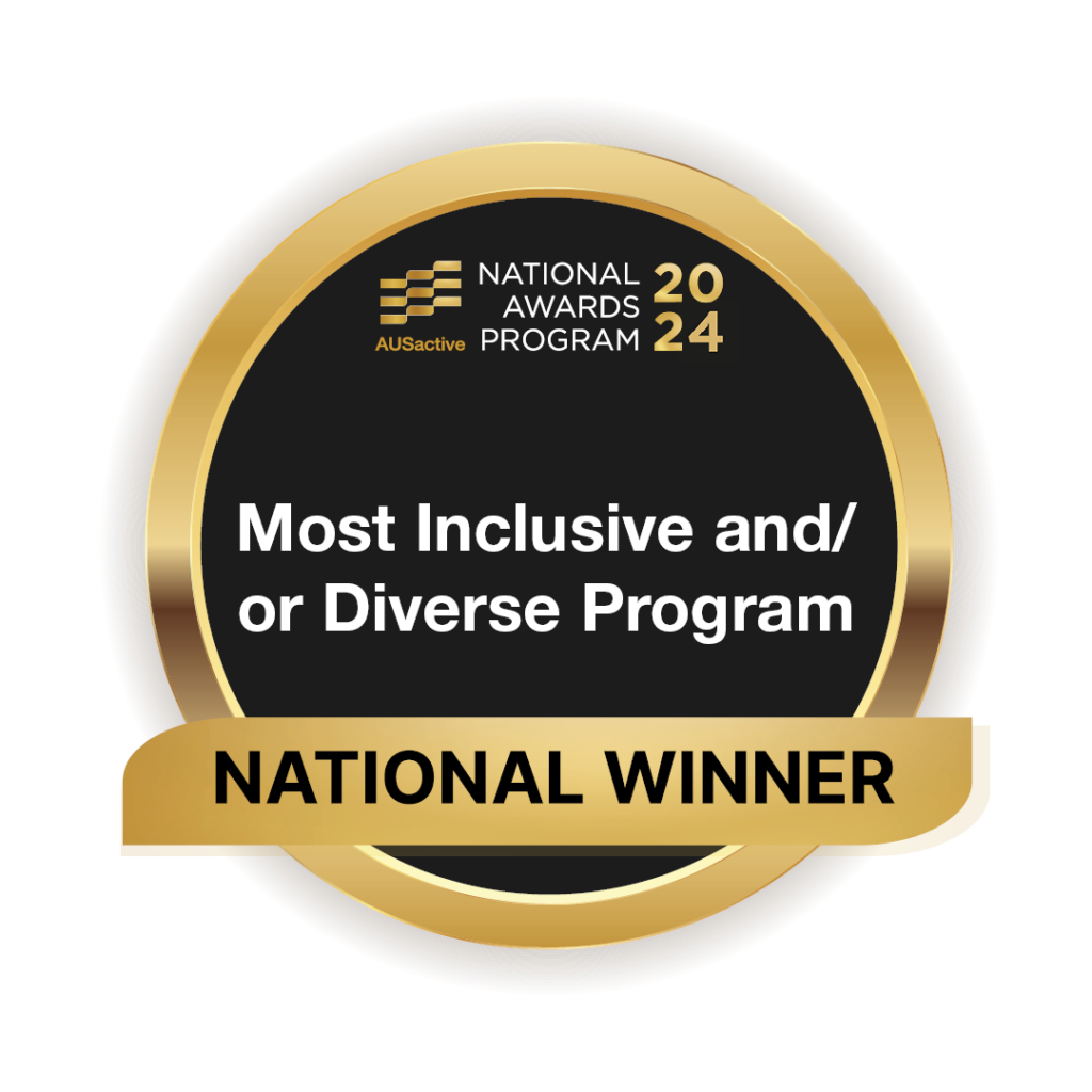 Ausactive national winner badge for most inclusive and/or diverse program