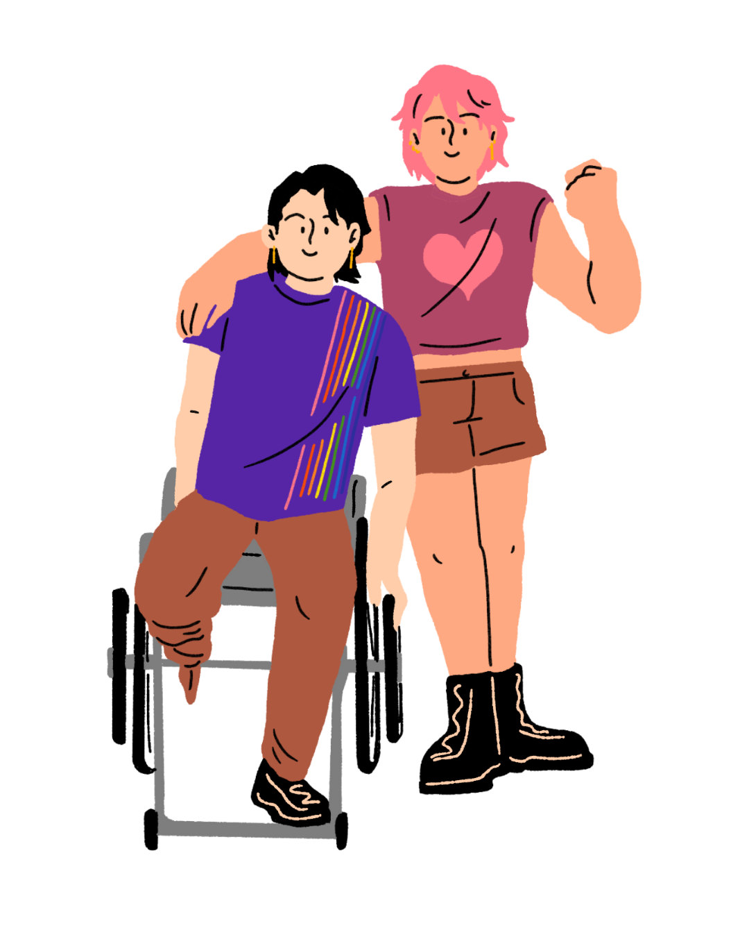 Loose hand drawn LGBTQIA+ people with disability